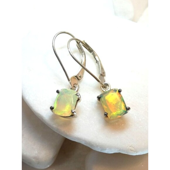 Ethiopian Opal Sterling Silver Dangle Drop Earrings AAA - Picture 1 of 6